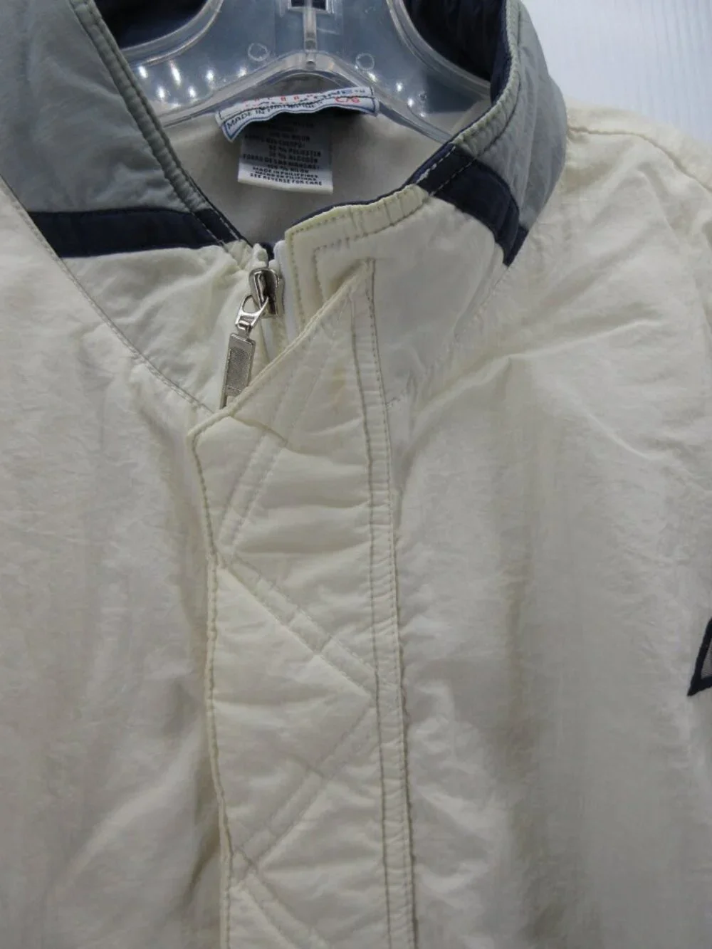 VINTAGE New York Yankees Jacket Large White Apex One Spell Out 90s *